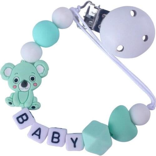 Newborn Baby Pacifier Clips With Silicone Beads Funny Pacifier Chain Koala Holder For Baby Shower Gift BPA Free