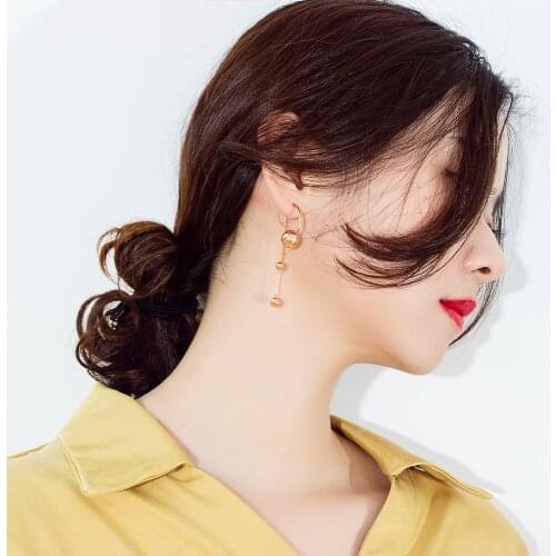 12G Korean Version Unusual Earrings For Women 2021 Stainless Steel Rose Gold Simple Net Red French Fashion Cold Wind Eardrop