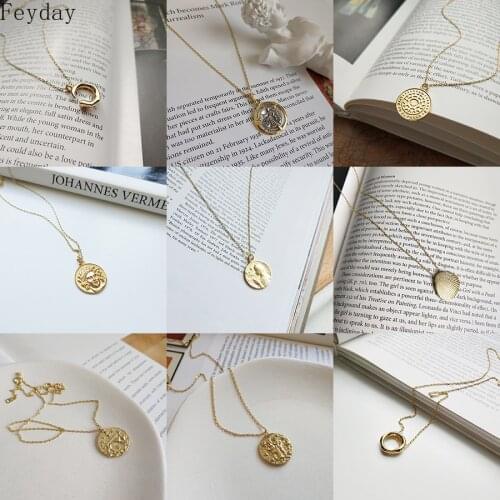 Vintage Gold Color 925 Sterling Silver Pendant Necklace Statement Exquisite European Letter Link Chain Choker Necklace for Women