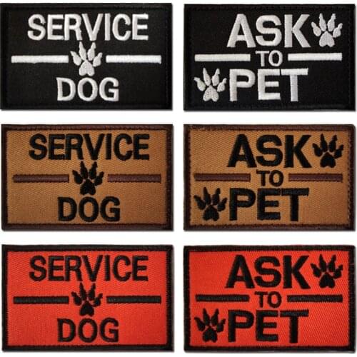 Ask Pet Hook&Loop Custom Badge K9 Vest Logo Service Dog Embroidery Velcro Patches Tactical Military Backpack Bag Hat Stickers