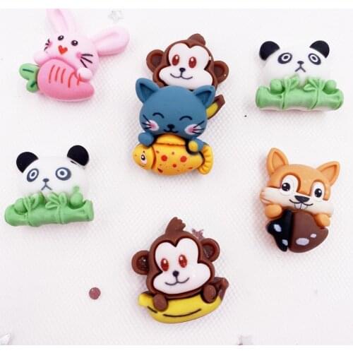 10PCS Hand Painted Resin Kawaii Colorful Lovely Animals Flatback Cabochon Figurine Scrapbook DIY Decor Home Stone Crafts OH18