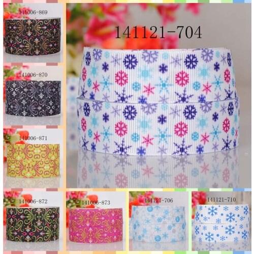 10yards -different sizes -snowflake ribbon Christmas printed Grosgrain ribbon