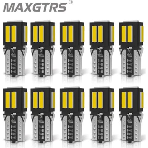 10X 168 194 W5W T10 LED Bulb 6000K Canbus Bright LED Bulbs Car Interior Dome Map Door License Plate Lights Signal Lamp 12V