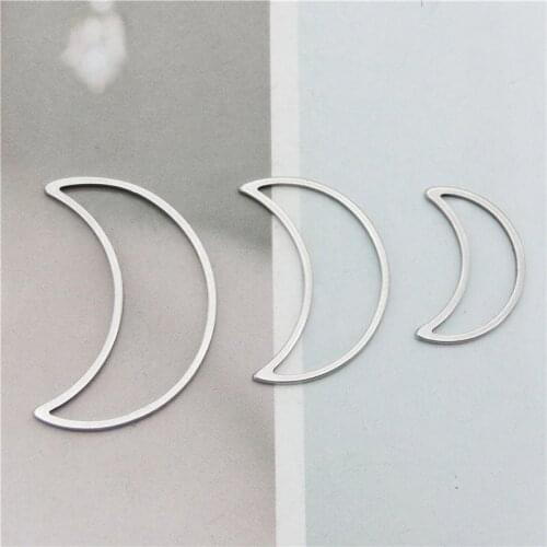 Julie Wang 12PCS Hollow Moon Shape Charms Stainless Steel Gold Silver Color Crescent Pendants Bracelet Jewelry Making Accessory