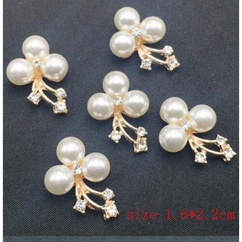 30PCS/LOT Metallic Rhinestone Brooch With Pearls DIY Hair Accessories Brooch Pin Material Fashion Jewelry Accessories MYQB030