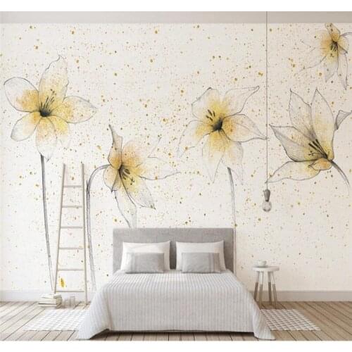 Custom 3d Wallpaper Mural-Modern Small Fresh American Rural Golden Lily Nordic Background Wall