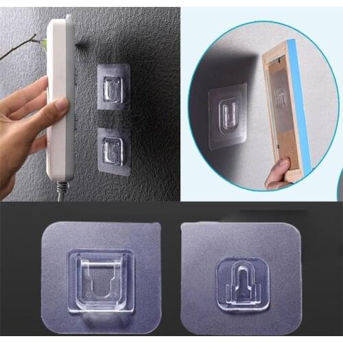 6/12 Pairs Double-Sided Adhesive Wall Hook Hanger Strong Transparent Wall Storage Sucker For Kitchen Bathroom Hooks