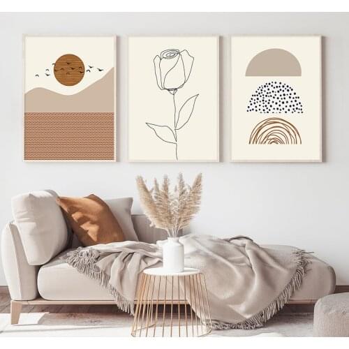 Boho Abstract Landscape Floral Poster Canvas Painting Picture Wall Art Print for Living Room Interior Modern Home Decoration