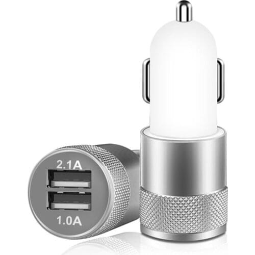 2.1A 5V Car Chargers 2 Ports Fast Charging For Samsung Huawei Iphone 11 8 Plus Universal Aluminum Dual USB Car-charger Adapter
