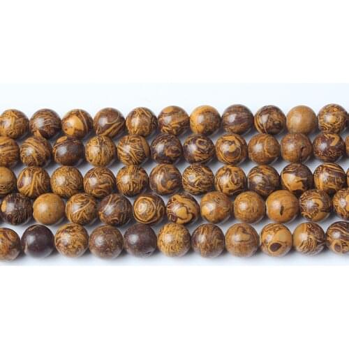 LinxiangNatural Jewellery Wood-grain stone Loose beads 8mm Suitable for Jewelry Making DIY Bracelet Necklace