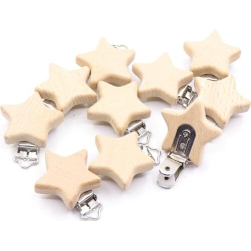 5pcs Nipple Chain Accessories Bpa Free Cute Modelling Beech Pacifier Clip Small Elephant Heart-shaped Baby Diy Preferred