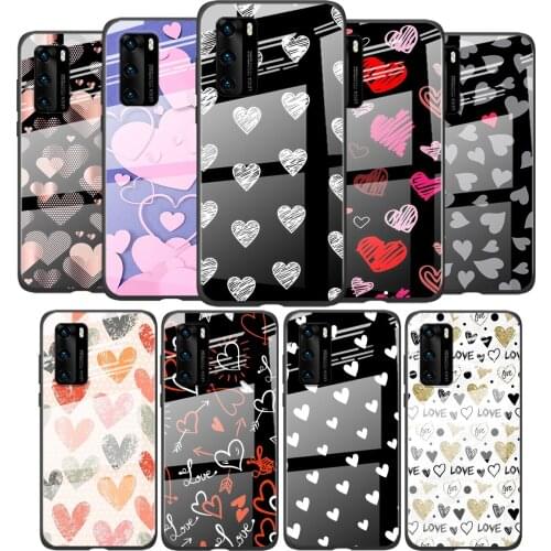 Tempered Glass Cover Animal Cute Love Heart For Huawei P40 P30 P20 P10 Pro Plus Lite 5G 2019 Shockproof Shell Phone Case
