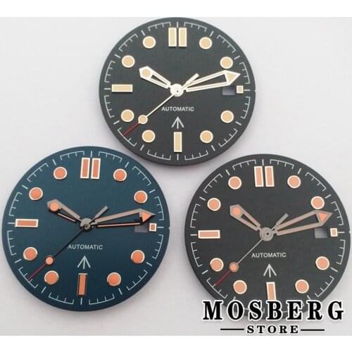 31mm Sterile Luminous Maker Watch Dial Watch Hands With Date Window For NH35 NH36 ETA2824 2836 Miyota8215 8205 DG2813 Movement