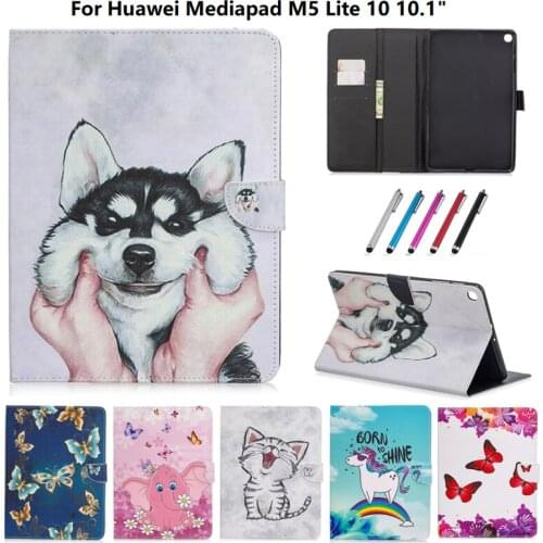For Huawei Mediapad M5 Lite 10 Case 10.1 inch Leather Stand Shell With Card Wallet Tablet Cover For Huawei M5 Lite Case 10 10.1"