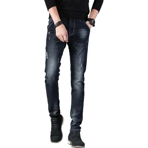 New 2021 Mens Regular-fit Jeans Business Casual Mens Stretch Trousers Dark Blue Streetwear Men Denim Jeans