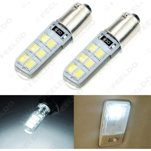 FEELDO 20Pcs White DC12V Car T4W BA9S 12SMD 2835 Chip Silicone Case LED License Plate Bulbs Lamp Door Light #FD-4645