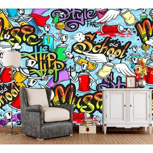 Custom childrens wallpaper, 80s Graffiti Sur Toile Graffiti Bomb Les murals for bedroom sofa wall decoration wallpaper