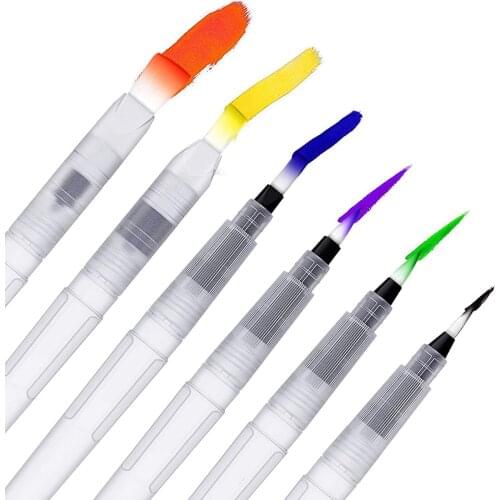 Water Coloring Brush Pens, Set of 6 Watercolor Painting Brushes Pen for Water Soluble Colored Pencils, Water Color Markers