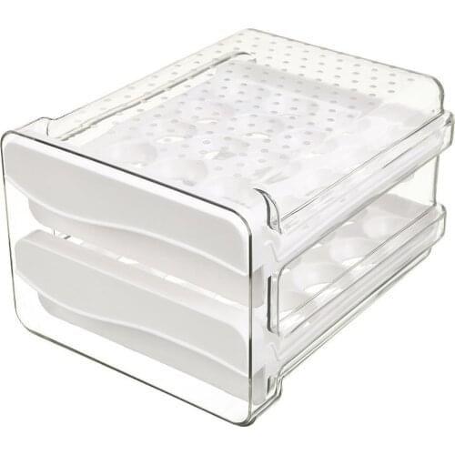 40 Grid Egg Storage Box Stackable Double-Layer Drawer Type Egg Container For Refrigerator High-Quality PP Material Practical