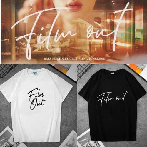 Kpop Bangtan Boys Film Out Shirts Hip Hop Streetwear Loose Clothes Handwrite Letters Tshirt T Shirt Short Sleeve Tops T-shirt