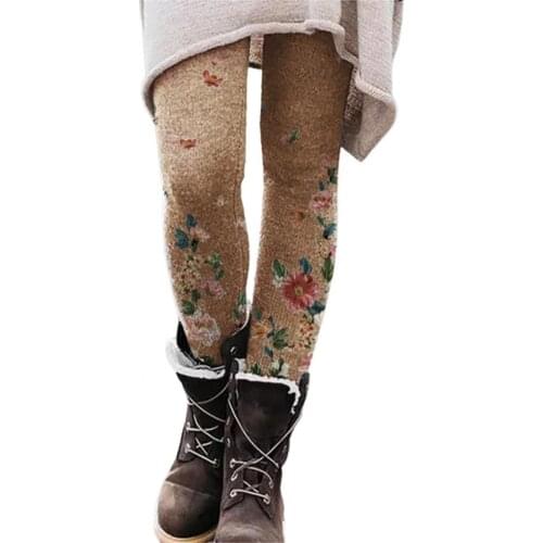 Leggings Floral Print Long Skinny Pants Women Floral Print Elastic Waistband Trousers for Autumn