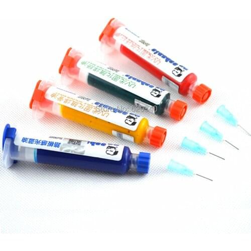 MECHANIC 4pcs 4 color UV Curable Solder Mask 10CC for PCB Circuit board protect Soldering Paste Flux oil Free shipping