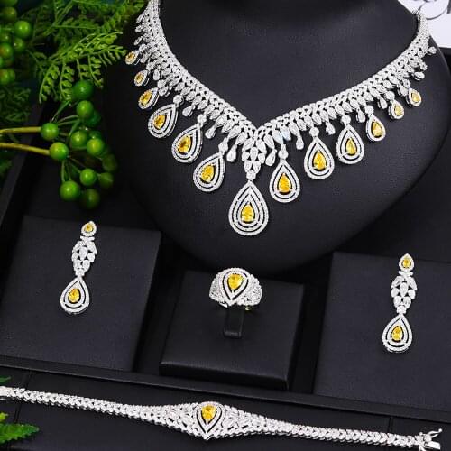 Missvikki Luxury Nigerian Dubai Tassel Necklace Earring Bangle Ring Set Jewelry Sets For Women Wedding Bridal Jewelry Sets 2020