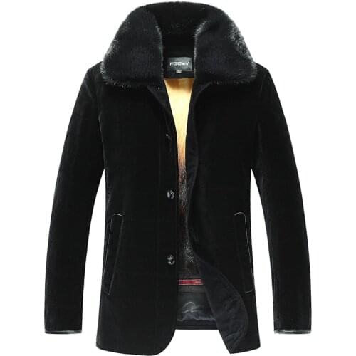 Mens Mink Fur Jacket Black Imported Silk Velvet Outerwear Smooth And Breathable Casual Coat
