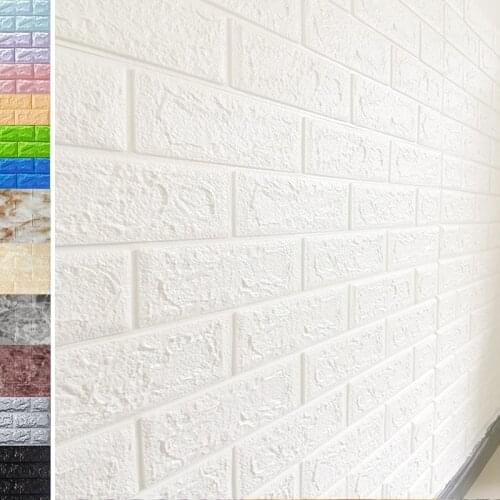 3D Wall Stickers Brick Bedroom Decor Waterproof Self-adhesive Wallpaper PE For Living Room Kitchen TV Backdrop Decor 77*70CM