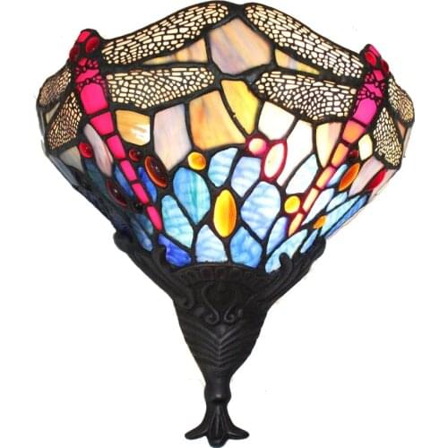 10 inch Stained Glass Dragonfly Wall Lamp Wall Sconce Art Decor