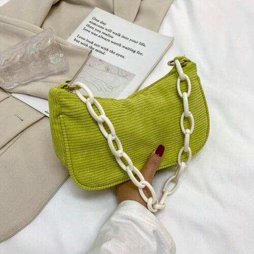 New Womens bags Retro Corduroy Solid Color Shoulder Underarm Bag Chain Small Handbags For daily Luxury women brand handbags