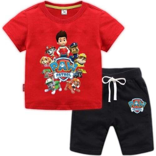 Children clothing Pure Cotton Boys and Girls T Shirt Shorts Suit Summer Paw Patrol Baby Sportswear