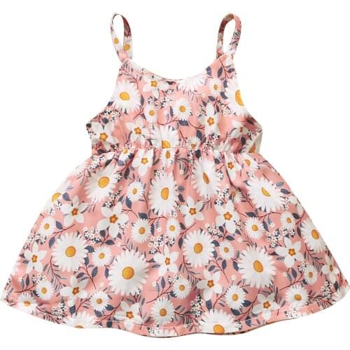 6M-2Years Baby Girls Dress Sleeveless Flower Print Sling Dress for Photography Birthday Party