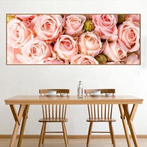 Full Diamond Painting Pink Rose Pattern Decorative Painting Rhinestone Handmade Flowers Diy Diamond Embroidery Home Decoration