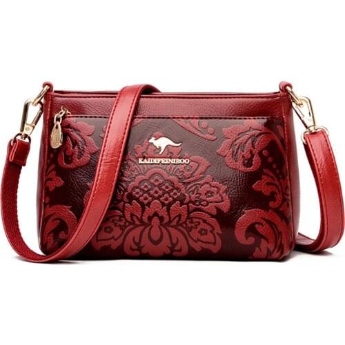 3 Layer Casual Shoulder Bags for Women 2021 New Luxury Handbags Small Leather Designer Flower Pattern Messenger Bag High Quality