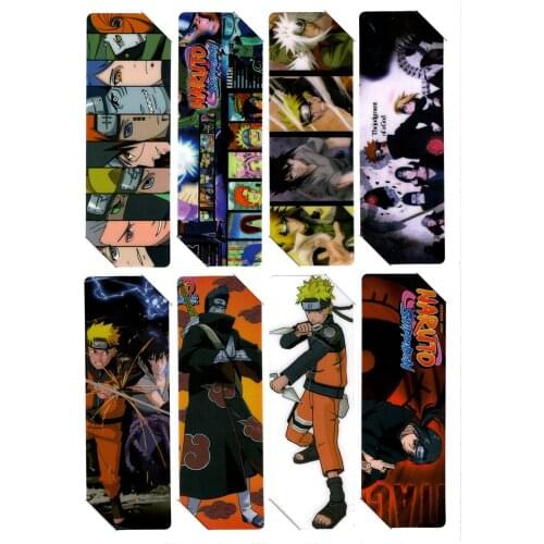 Naruto Bookmark Anime Cartoon Surroundings Transparent Bookmark Set of 8 Sheets School Supplies Christmas Birthday Gift