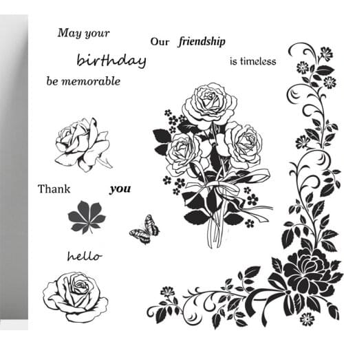 ZhuoAng Rose Flower Clear Stamps for DIY Scrapbooking Photo Album Card Making DIY Decoration Supply