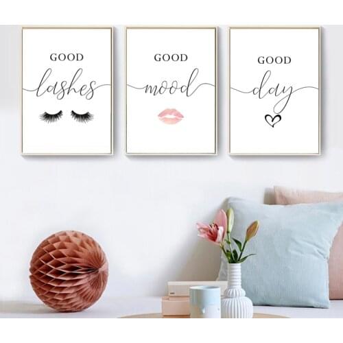 Eyelashes Lips Prints Lashes Makeup Wall Art Canvas Painting Modern Fashion Poster Beauty Salon Wall Pictures Decor Girls Gifts