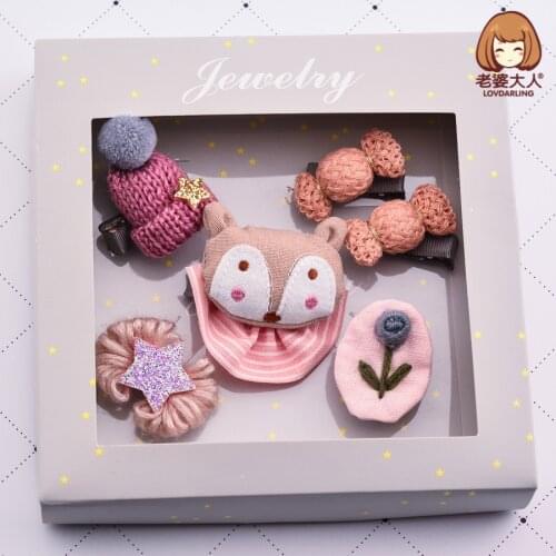 Bear Petal Wool Hat Candy Childrens All-Covered Cloth Safe Hair Clip Hairpin Hair Accessories Combination