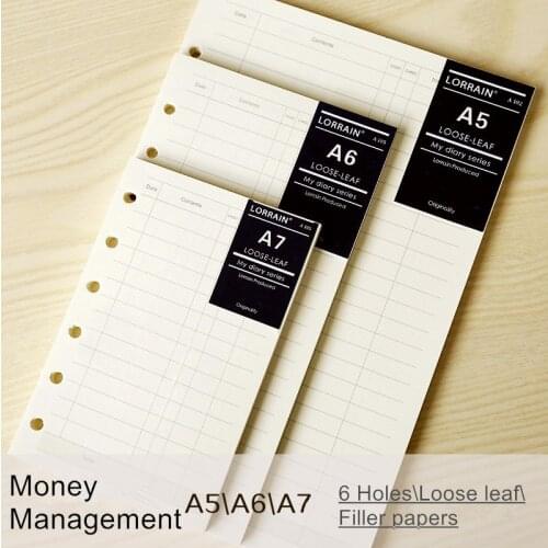 Notebook loose-leaf refill a5 a6 accounts recording notebook financing paper spiral business filler papers