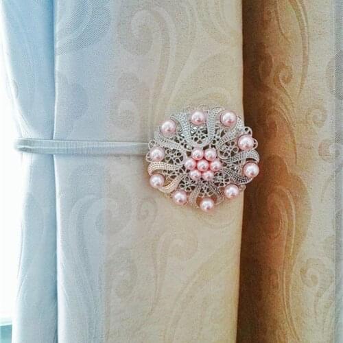 Flower Curtain Tie Backs Shower Curtain Tieback Magnet Buckle Clips Home Decor Tiebacks For Curtains Steel Wire Strap Tassels