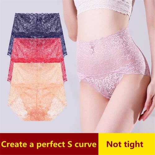 Womens thong sexy Underpants Ultra thin lace high waist panties plus size Underwear women Erotic lingerie ropa interior mujer