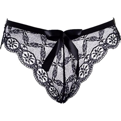 Women Lingerie G String Lace Erotic Underwear Femal Sexy T-back Thong Sheer Pantie Japan Style Hot Sale Transparent Knickers Bow