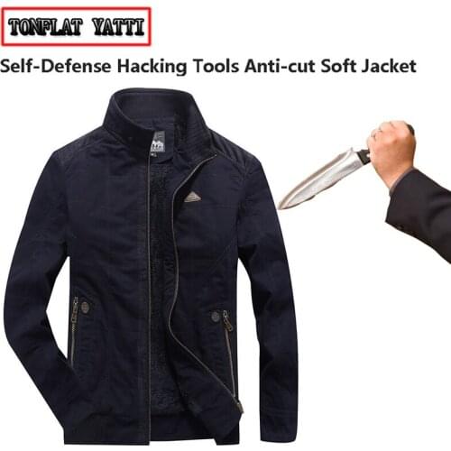 Winter Self-Defense Stab-Proof Cut-Proof Plus Velvet Warm Jacket Flexible Light Weight Invisible Security Anti-Hacking Clothing