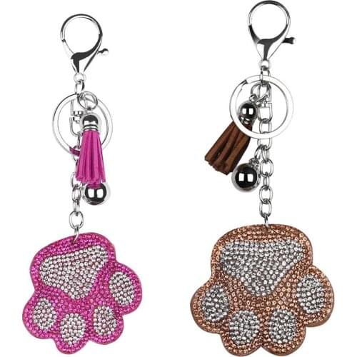 1/4pcs DIY Full Drill Diamond Painting Keyring Cartoon Cat Bear Paw Keychain Diamond Painting Cross Stitch Pendant Decoration