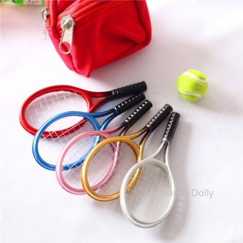 1set Diy Simulation Sporting Goods Tennis Racket Tennis Model for Dollhouse Decoration Materials Accessories
