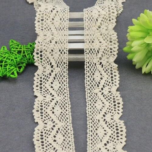 10 Yards 46mm Beige Cotton Lace Trim Wave Trimming Decoration DIY Craft Home Textile Garment Sewing Accessories