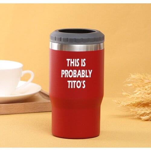 14 oz Stainless Steel Tumbler With Lid,Portable Insulated Water Bottle, Fits Car CupHolders, Skinny Can Cooler Add Logo Free