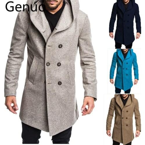 2019 Autumn Winter Mens Long Trench Coat Fashion Boutique Wool Coats Brand Male Slim Woolen Windbreaker Jacket Plus Size S-3XL