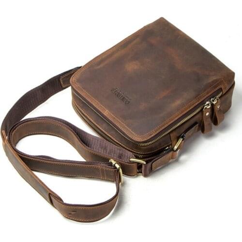 2021 Mens Genuine Leather Business Shoulder Bag Vintage Crossbody Sling Bag For Men Messenger Work Bags For Ipad Cell Phone